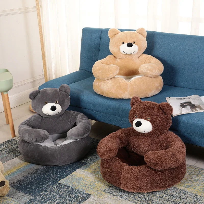 Soft Bear Plush Dog Bed