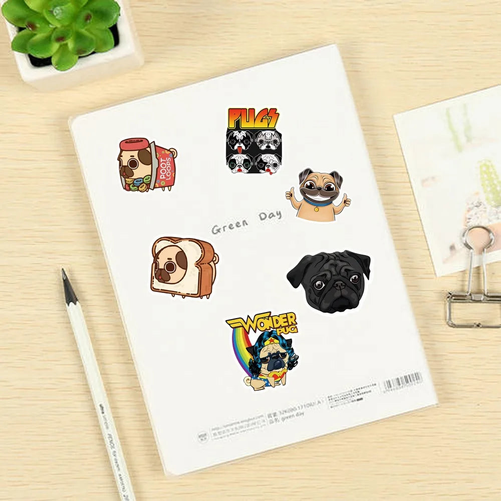 Cartoon Pug Stickers