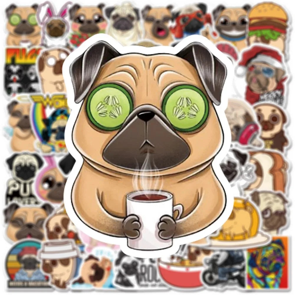Cartoon Pug Stickers