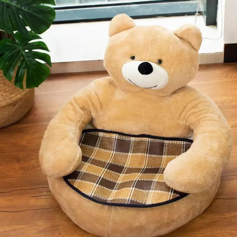 Soft Bear Plush Dog Bed