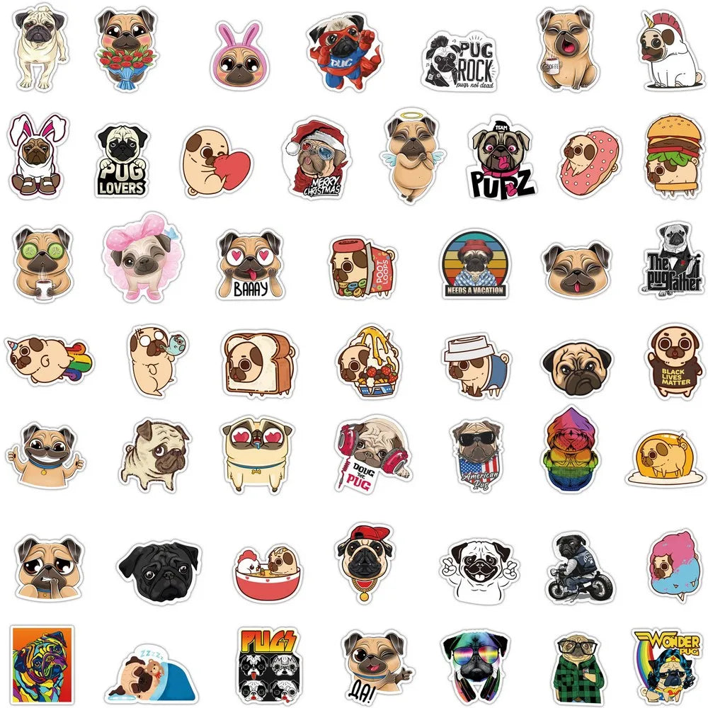 Cartoon Pug Stickers