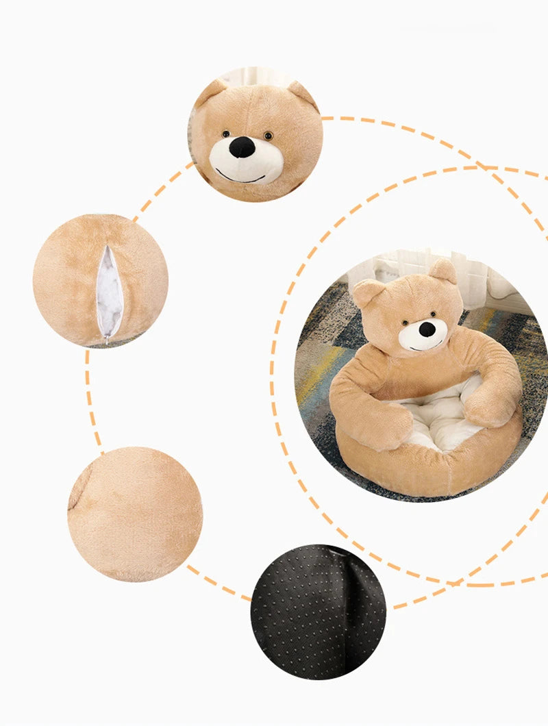 Soft Bear Plush Dog Bed