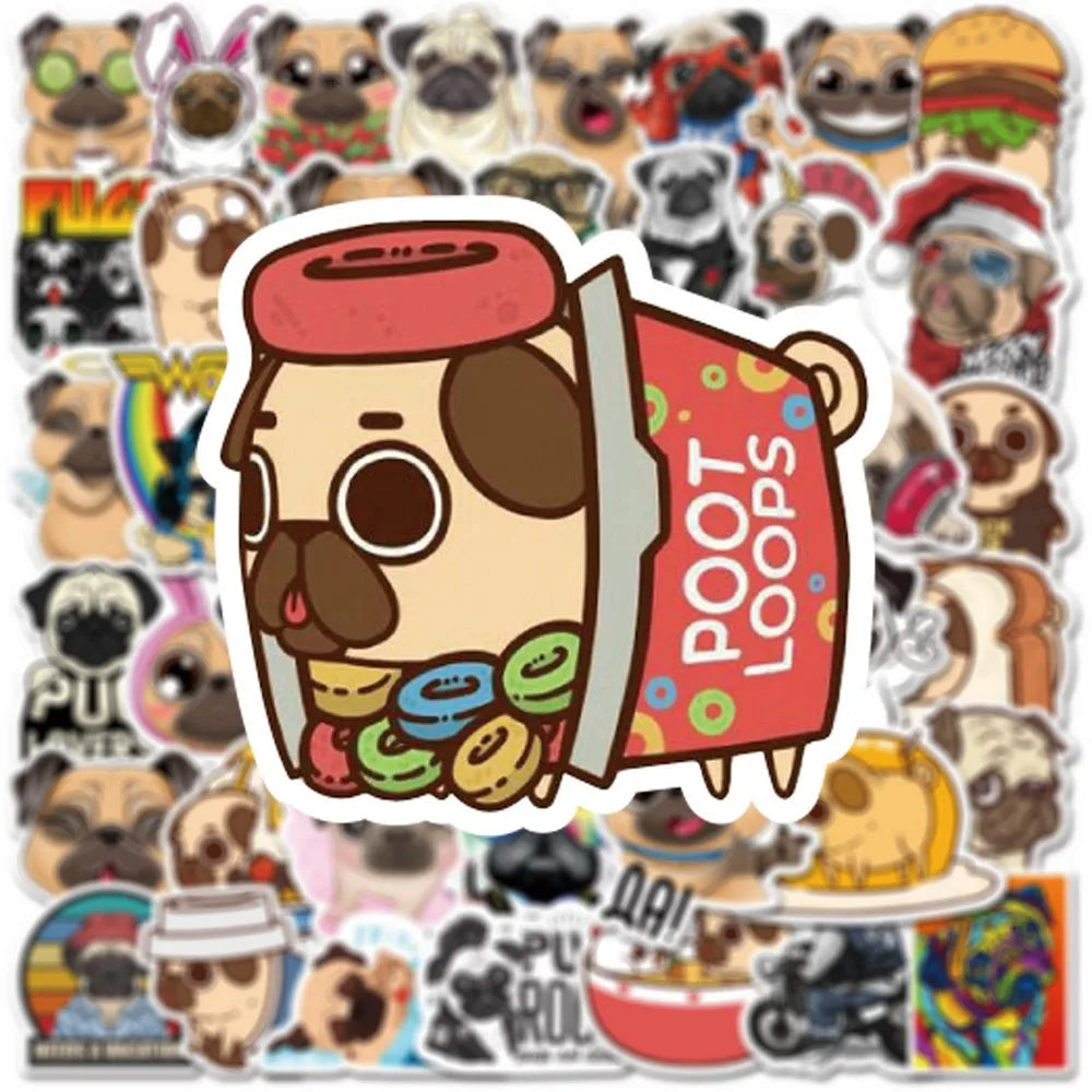 Cartoon Pug Stickers