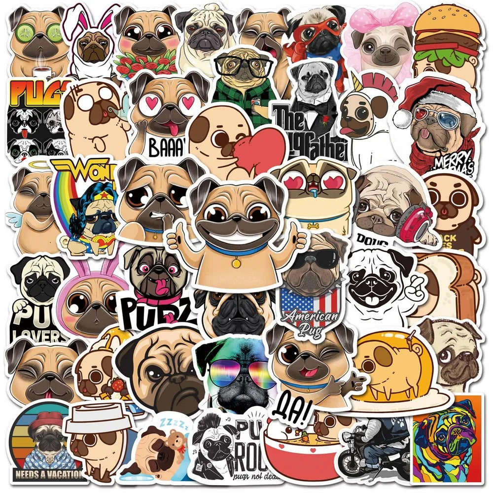 Cartoon Pug Stickers
