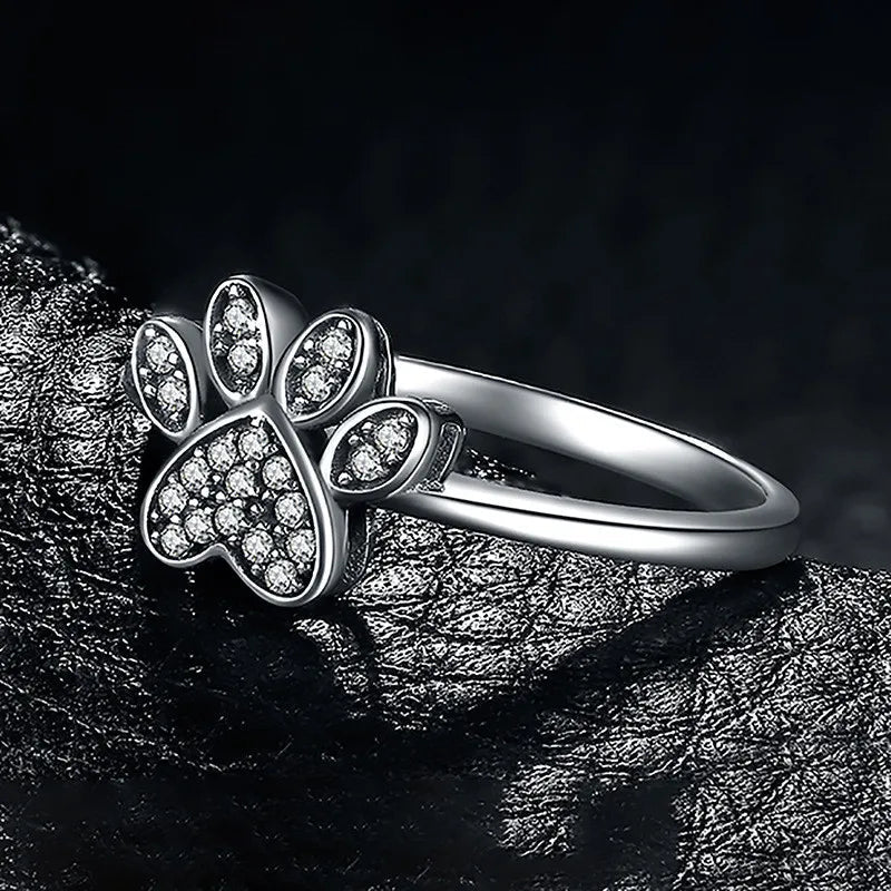 Diamond Dog Paw Ring