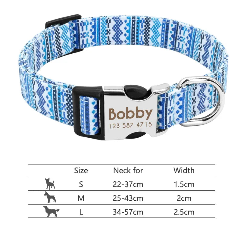 Personalized Nylon Dog Collar in Light Blue