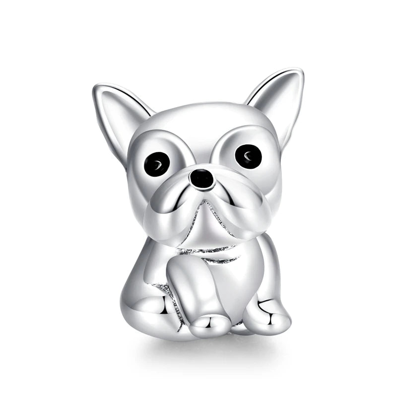 Bulldog Beads Dog Charms in Silver