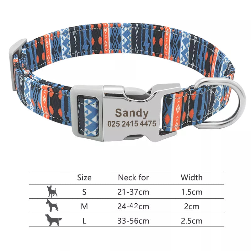 Personalized Nylon Dog Collar in Dark Blue