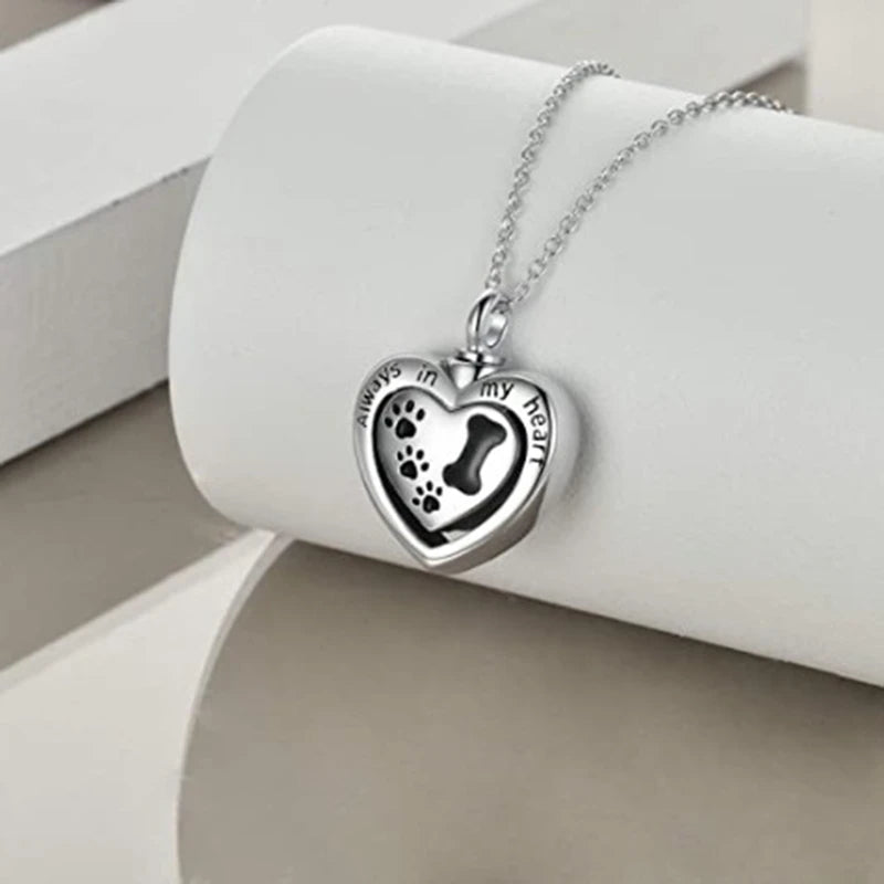 Heart Urn And Dog Paw Necklace