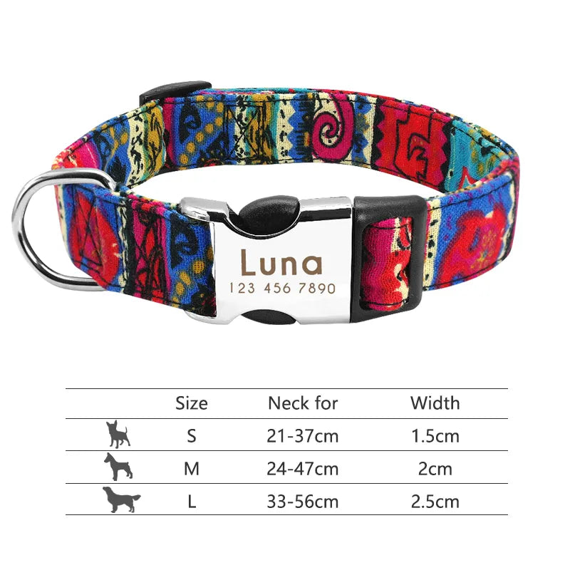 Personalized Nylon Dog Collar in Rose