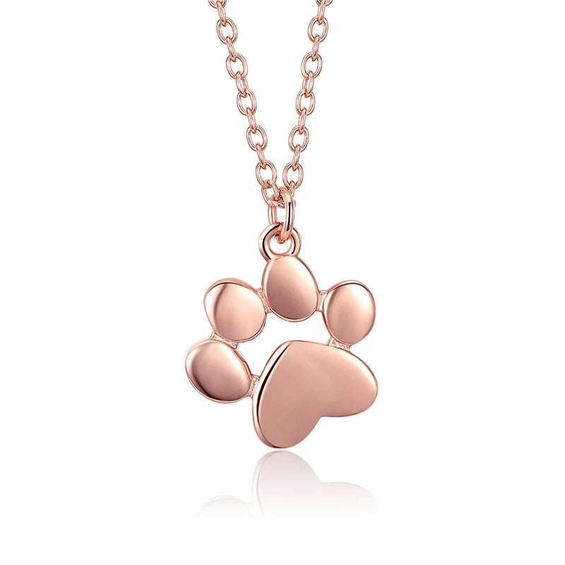Dog Paw Necklace in Rose Gold