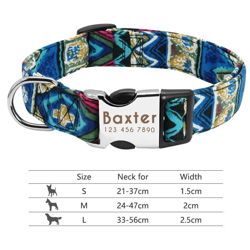 Personalized Nylon Dog Collar in Blue