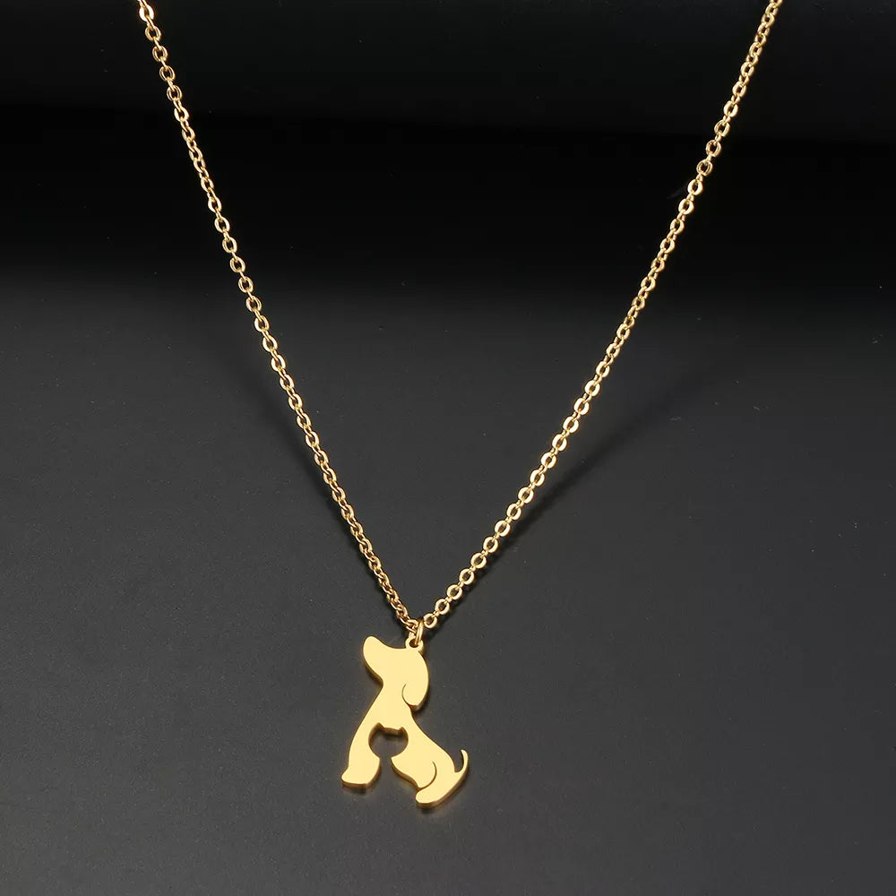 Cat & Dog Necklace in Gold