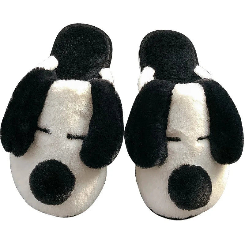 Black and White Dog Slippers