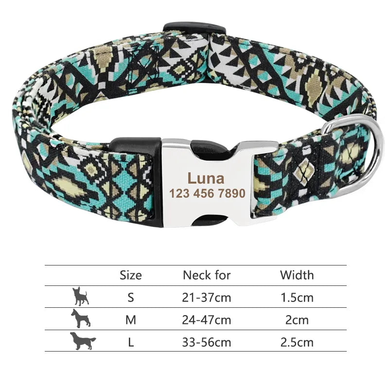 Personalized Nylon Dog Collar in Black Green