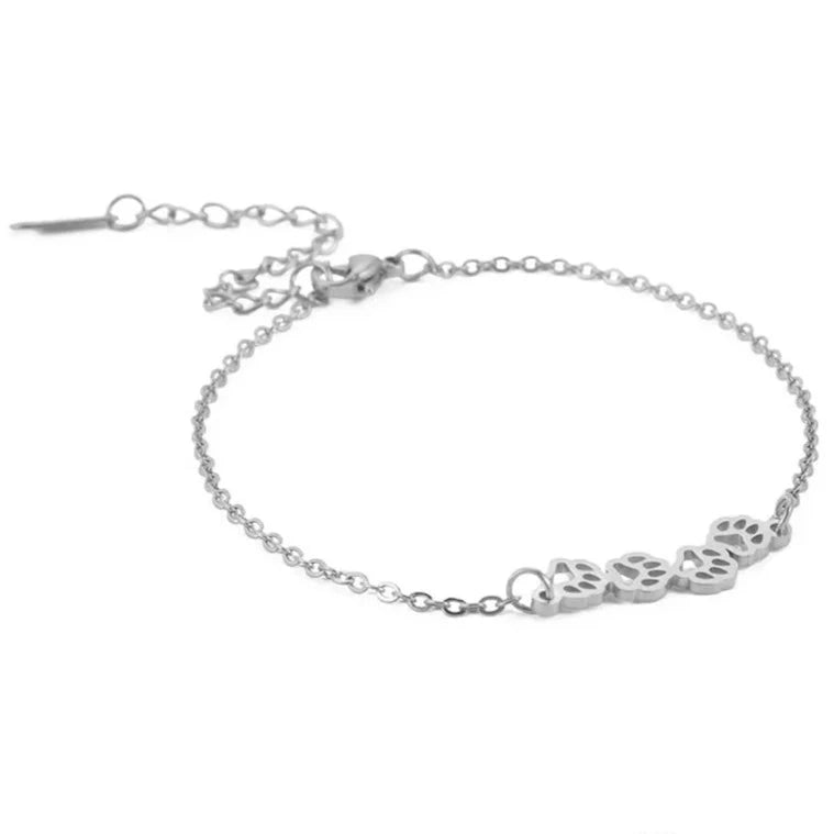 Dog Paw Bracelet in Steel Color