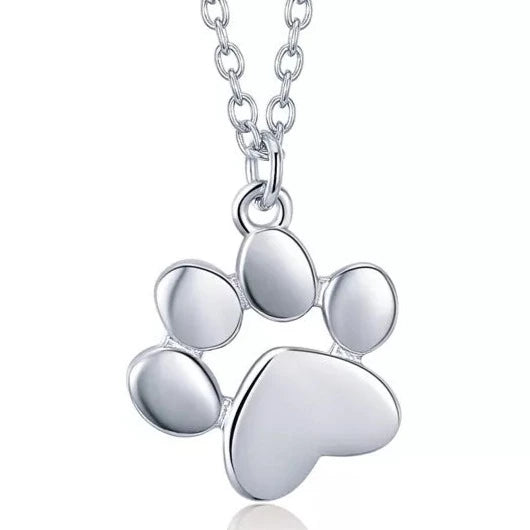 Dog Paw Necklace in Silver