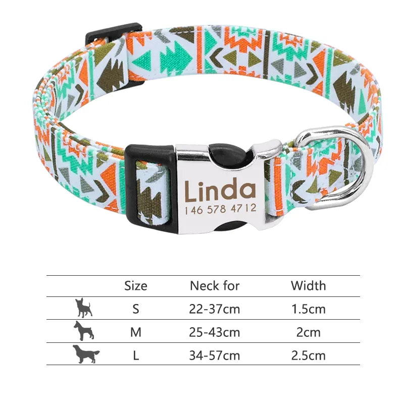 Personalized Nylon Dog Collar in Green Orange
