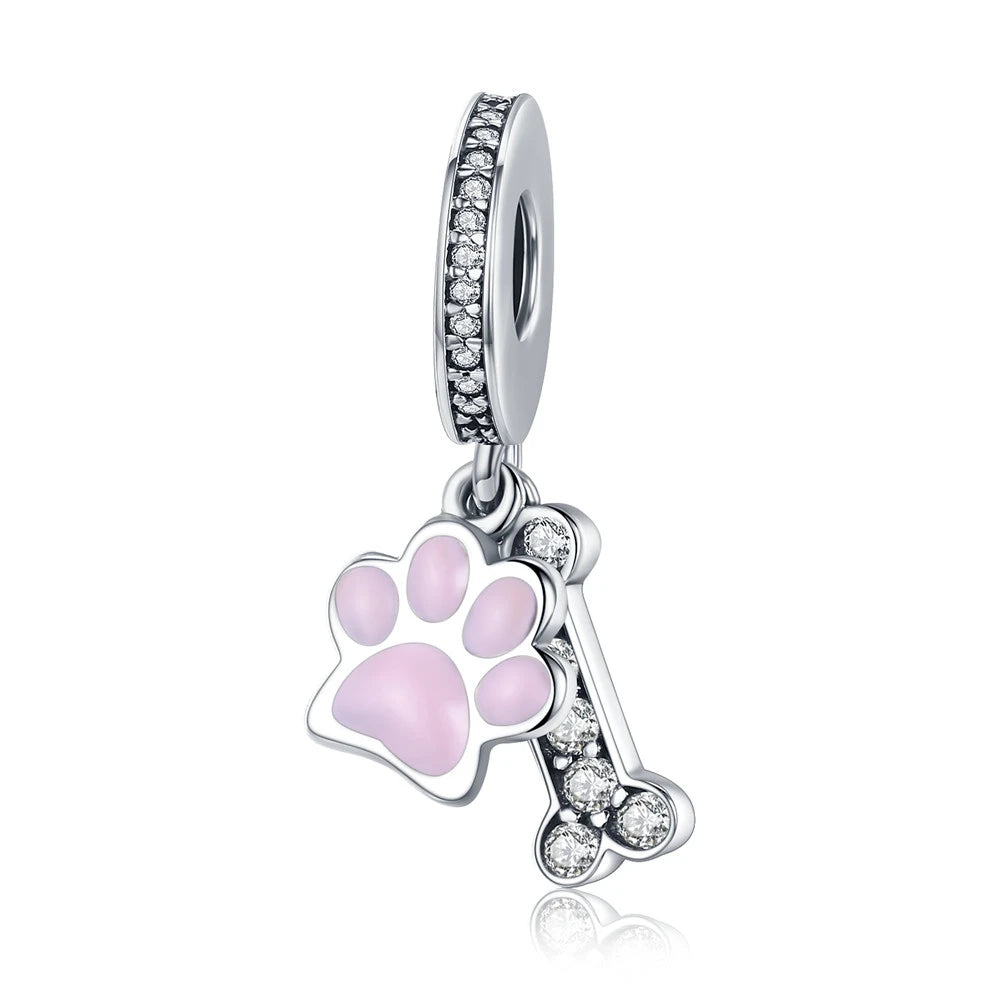 Dog Paw Bracelet Charm in Pink Paw