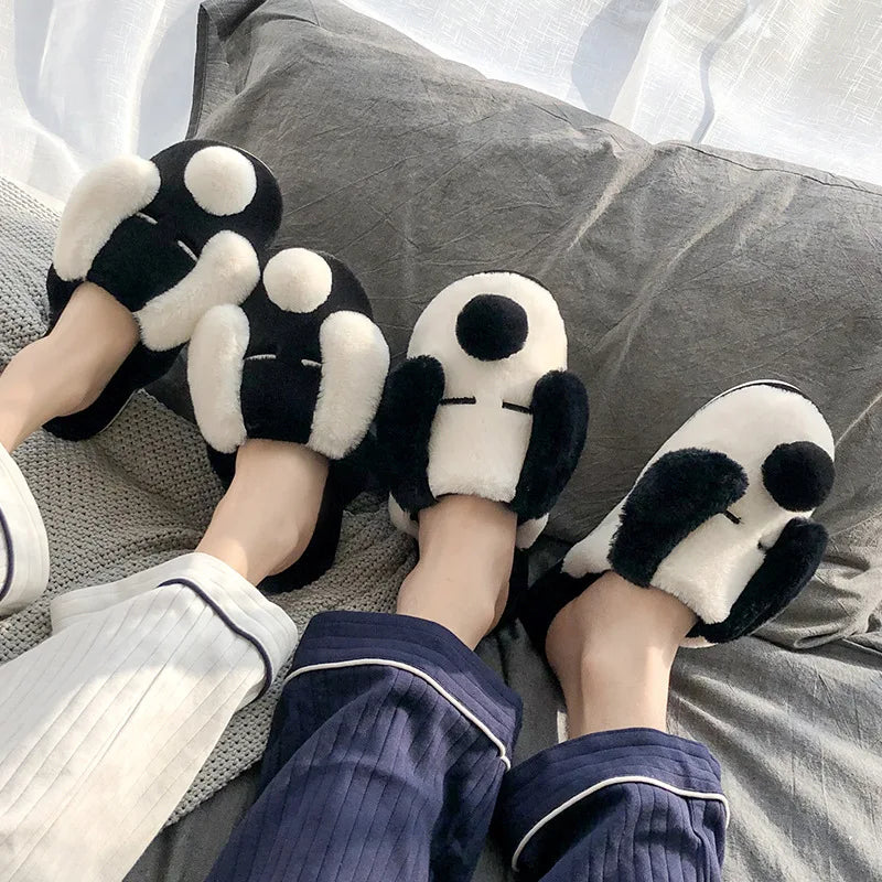 Black and White Dog Slippers