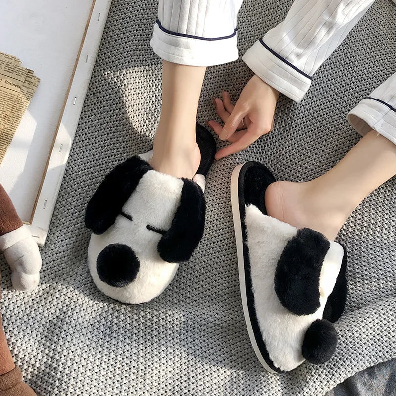 Black and White Dog Slippers