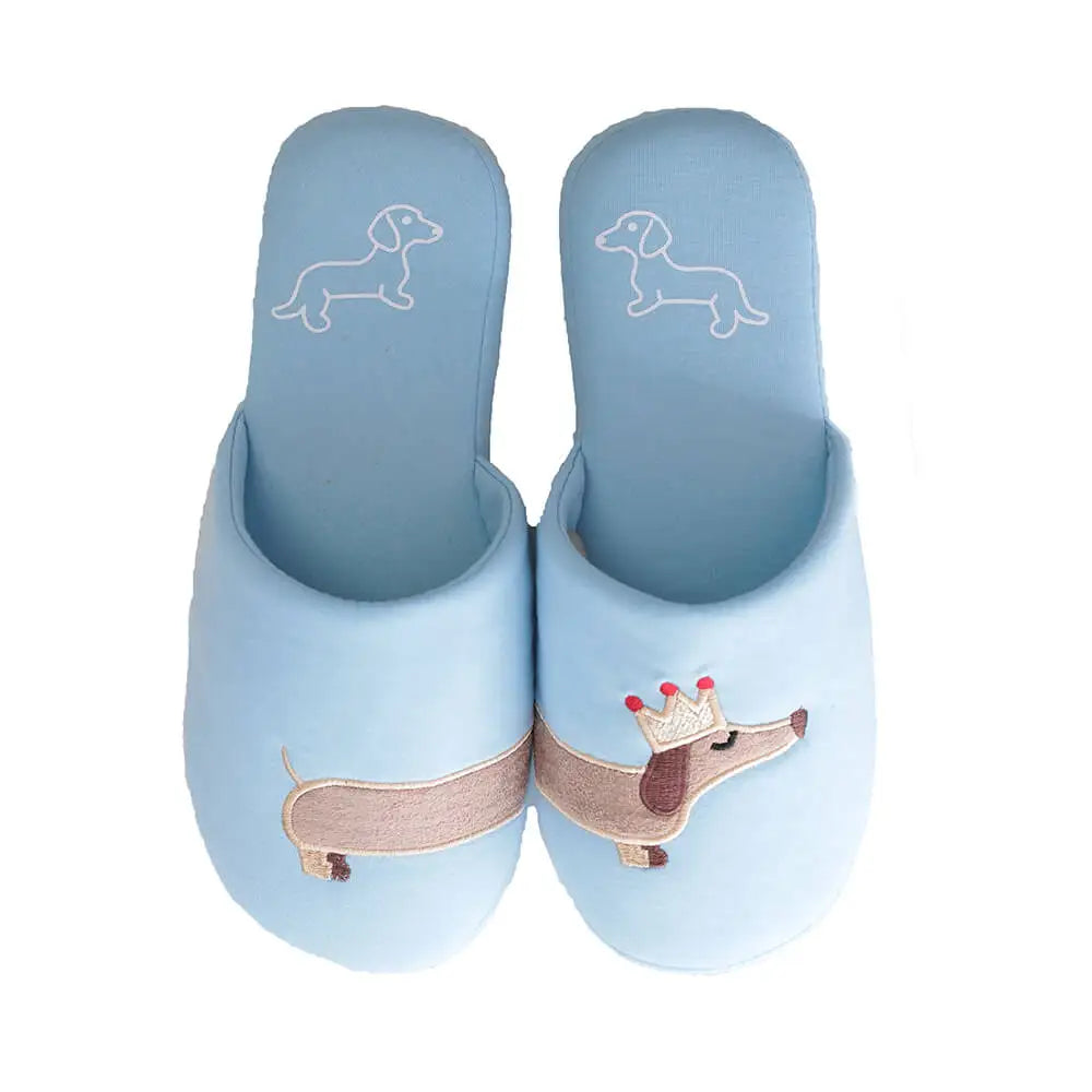 Dachshund Dog Slippers in Blue