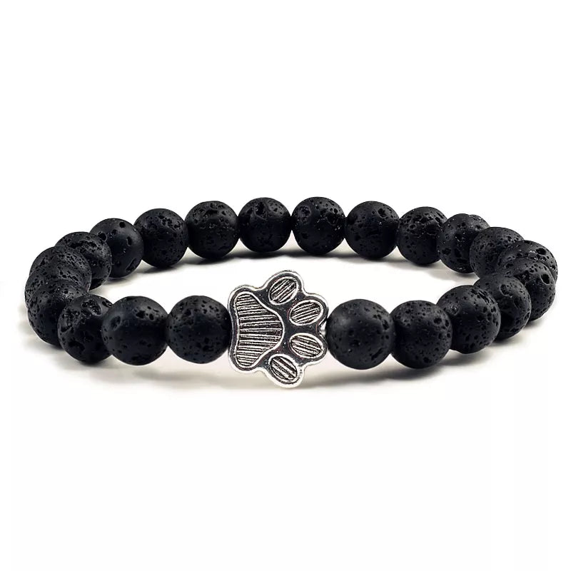 Lava Stone Bead Dog Paw Bracelet
