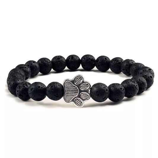 Lava Stone Bead Dog Paw Bracelet