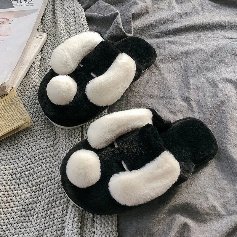 Black and White Dog Slippers