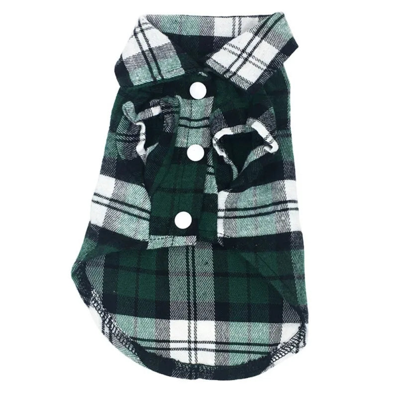 Dog Plaid Shirt in Green