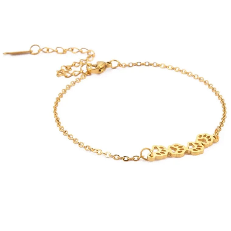 Dog Paw Bracelet in Gold Color