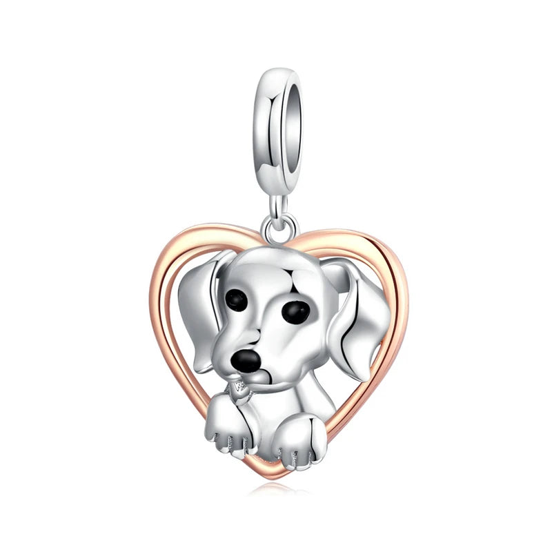 Dog Charm Necklace in Silver