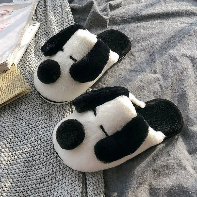 Black and White Dog Slippers