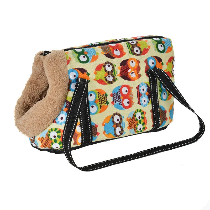 Small Dog Carry Bag in Owl With Fur