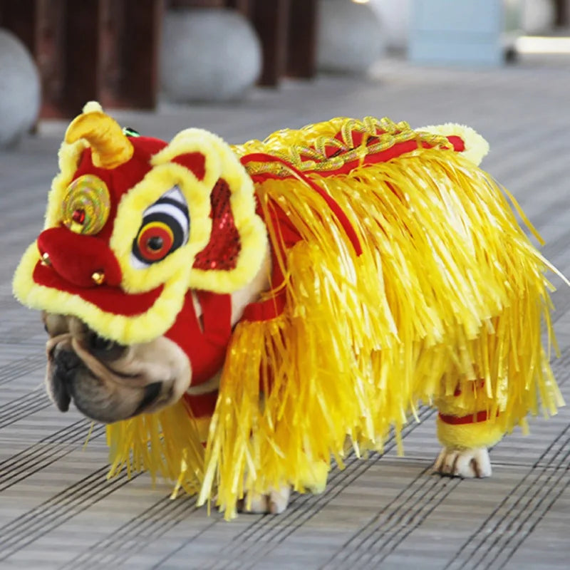 Unique and Eye-Catchable Design: Stand out from the crowd with our exclusive Lion dance costume, perfect for Chinese New Year celebrations. Your pet will be the center of attention wherever you go!