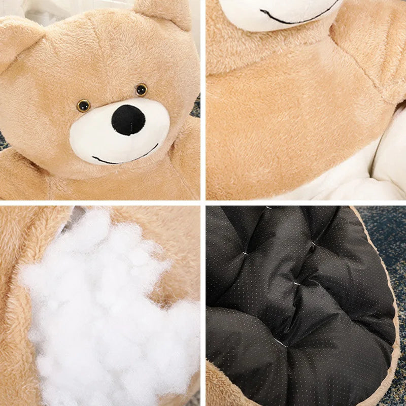 Soft Bear Plush Dog Bed