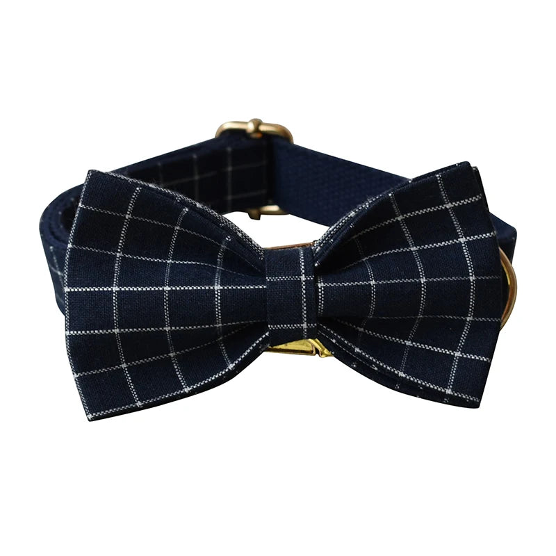 Plaid Dog Collar & Leash in Bow Collar