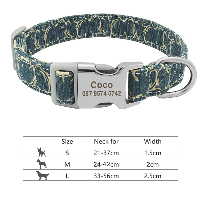 Personalized Nylon Dog Collar in Dark Green