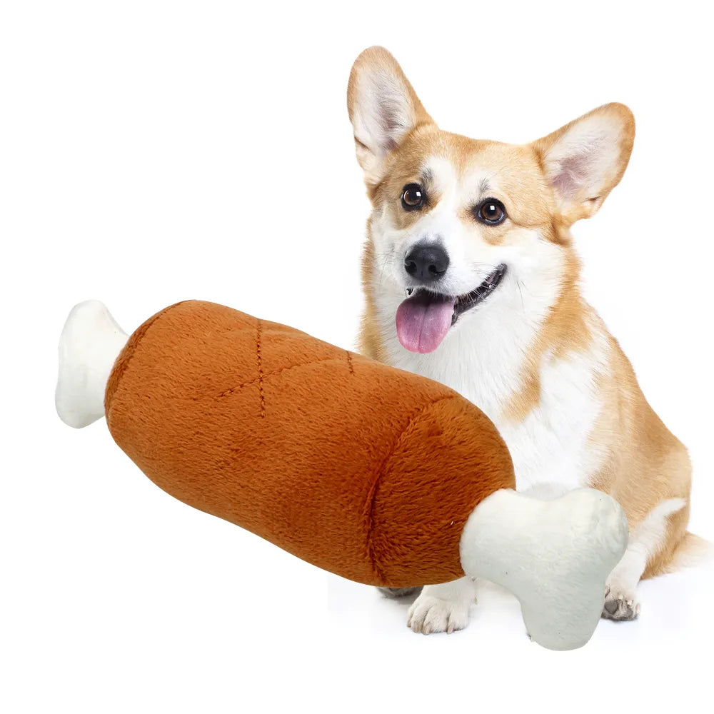 Dog Plush Squeaky Toys in Chicken Leg