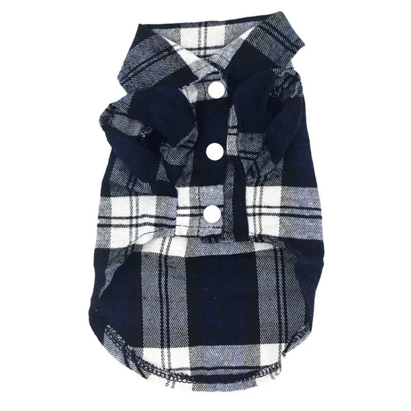 Dog Plaid Shirt in Dark Blue