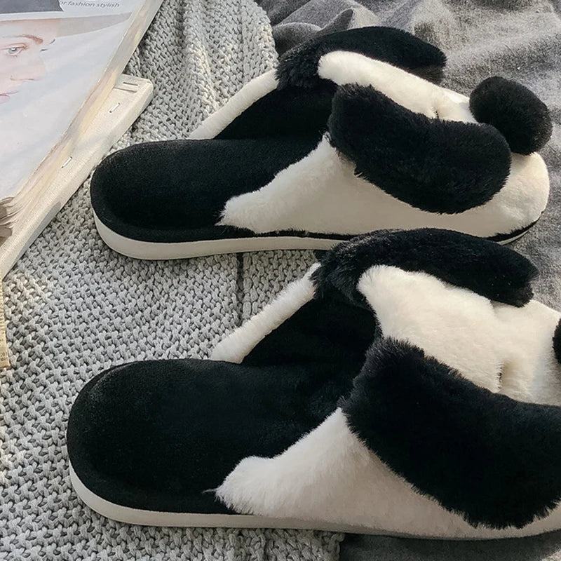 Black and White Dog Slippers
