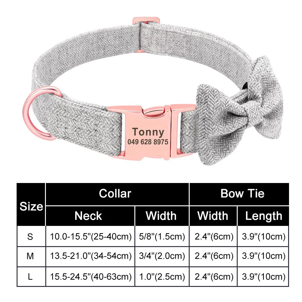 Dog Collar Bow in Gray