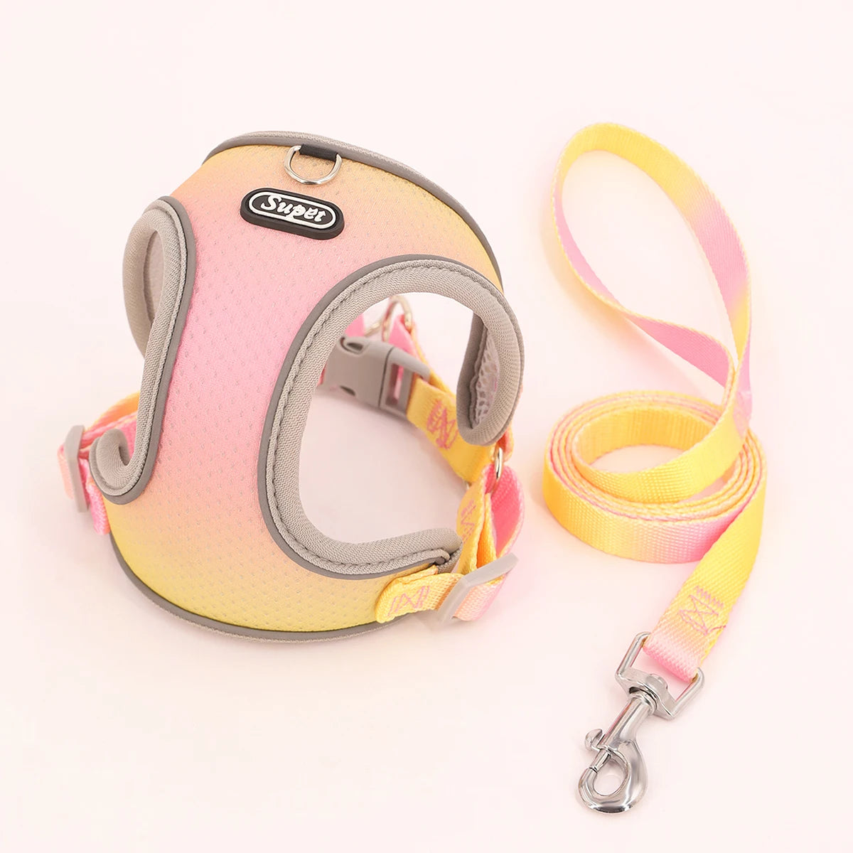 Nylon Dog Harness in Pink & Yellow