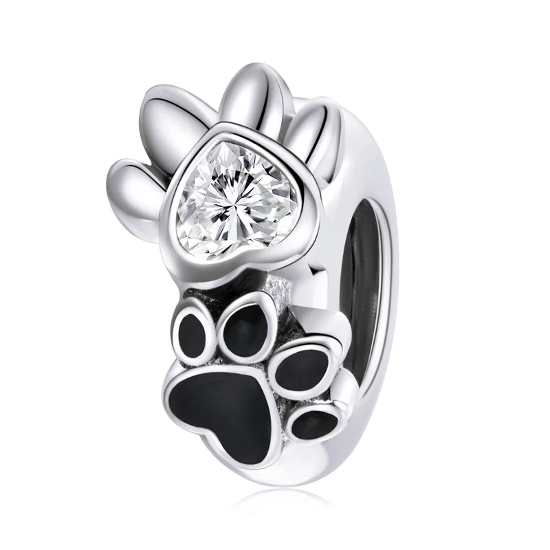 Cute Dog Paw Charms in Silver