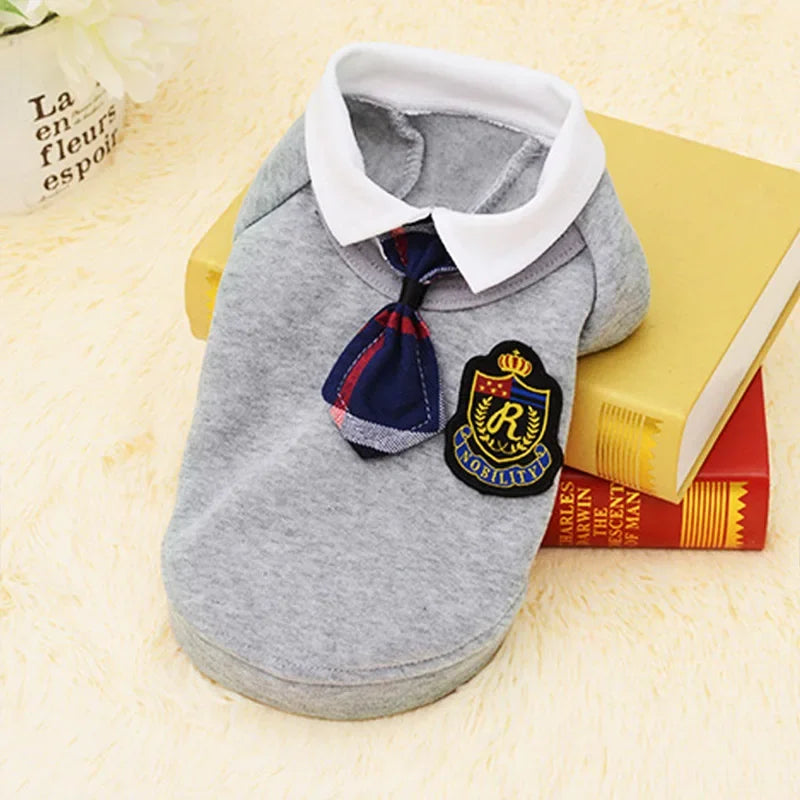 Cute Dog Clothes in Gray Shirt
