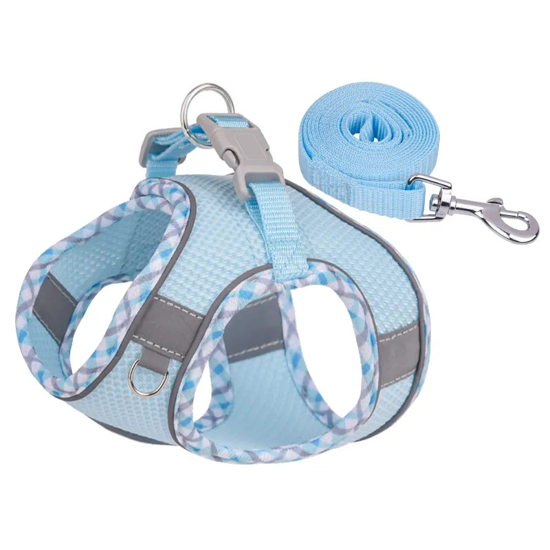 Dog Harness With Reflective in Light Blue