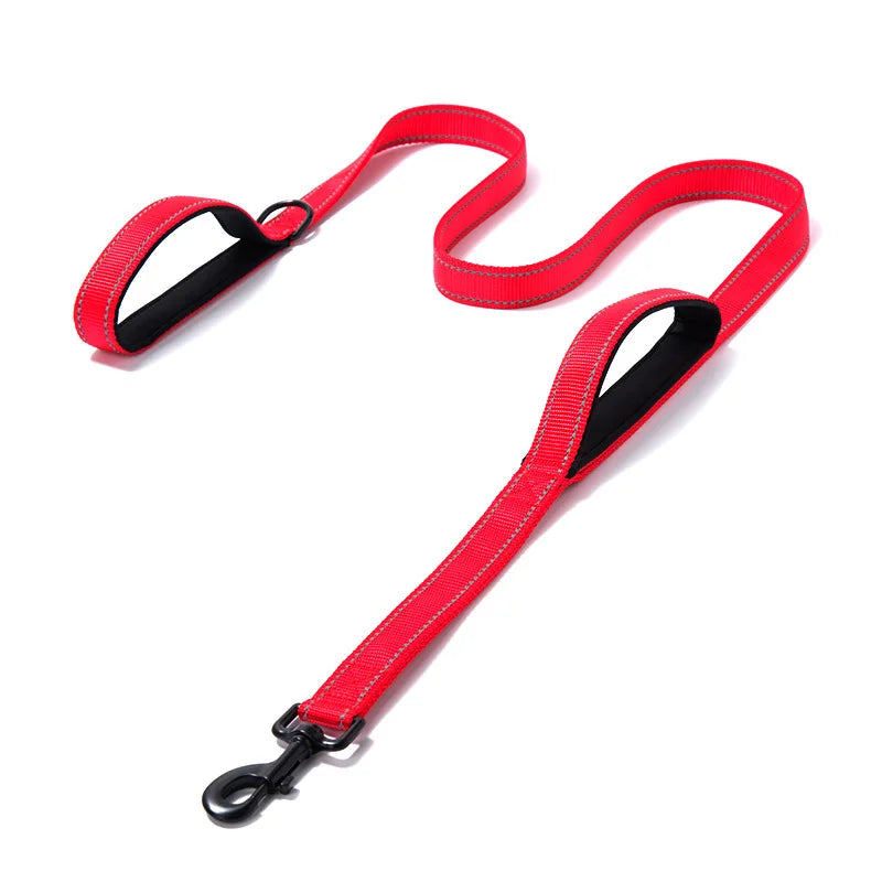 Double Handle Dog Leash in Red