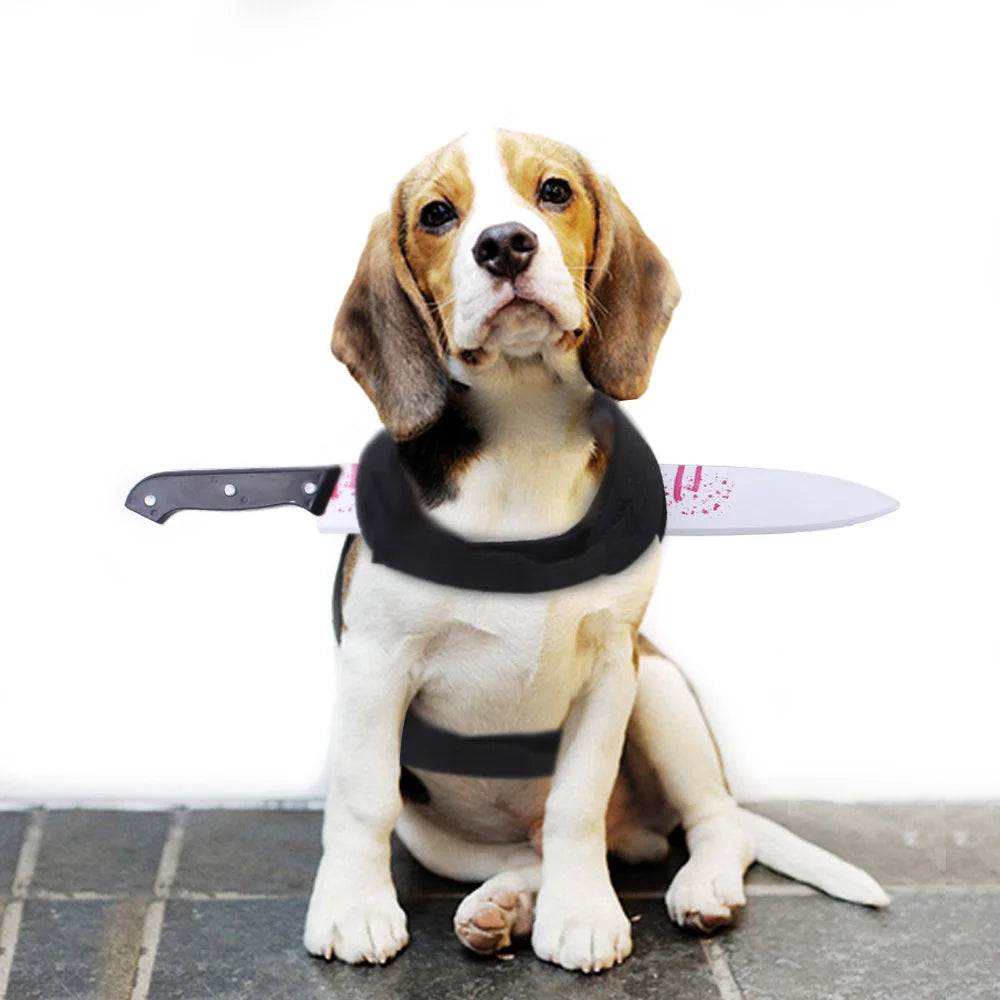 Funny Dog Halloween Costumes in Knife