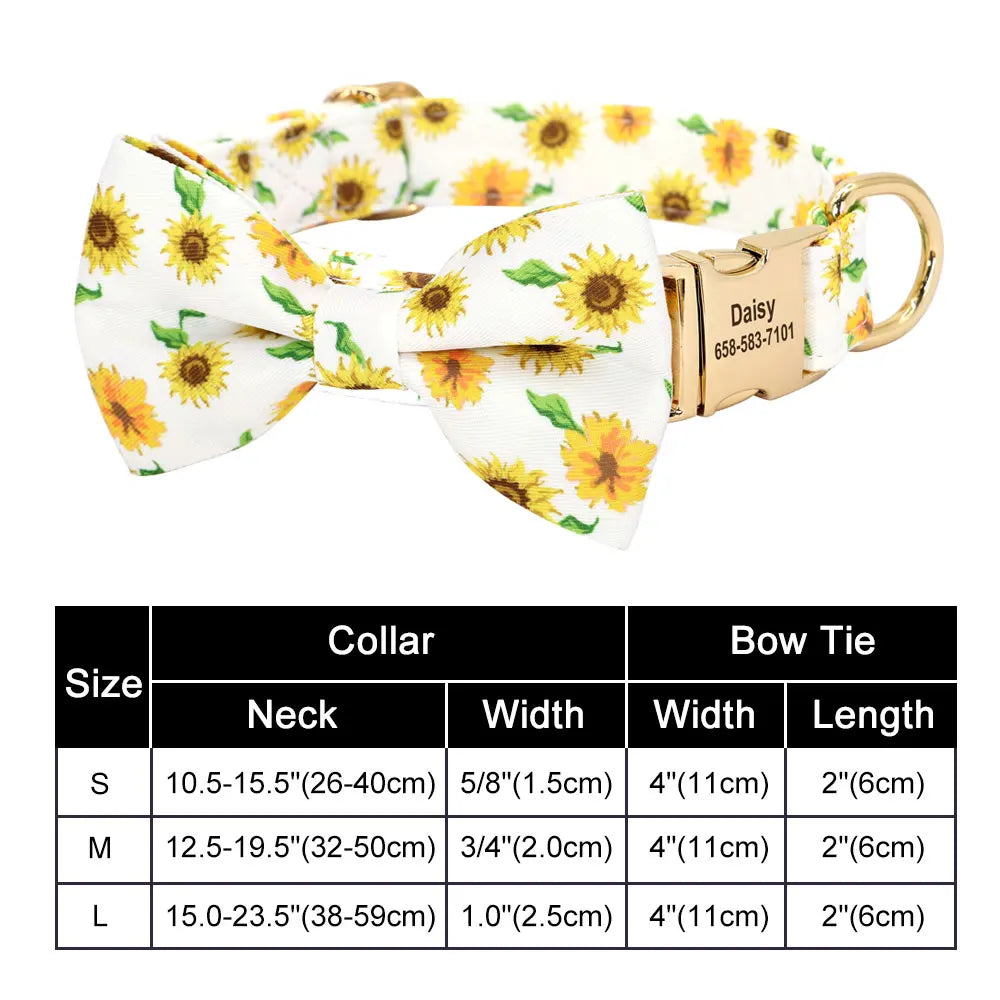 Dog Collar Bow in White Sunflower