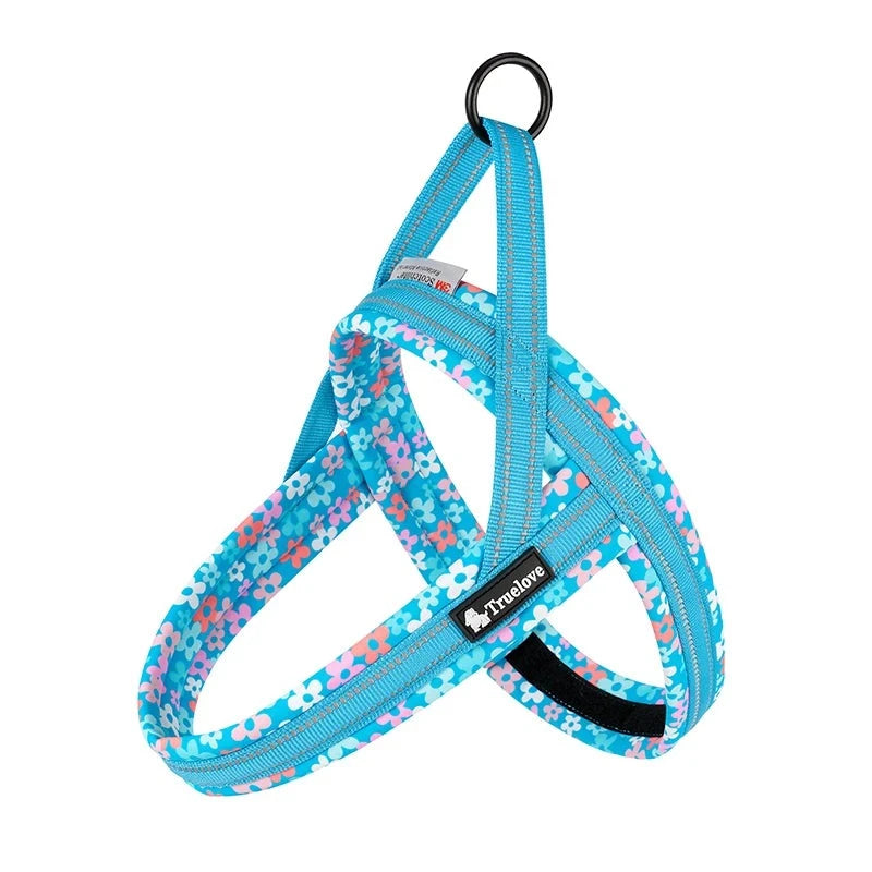 Floral Dog Harness in Malibu Blue
